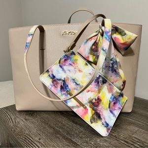 Betsey Johnson Tote Bag w/ attached cosmetic bag. New, never used.